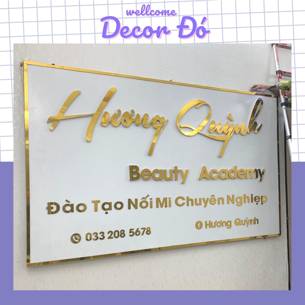 Chữ trang trí tường ,biển quảng cáo chất liệu alu gương vàng có cắt theo yêu cầu