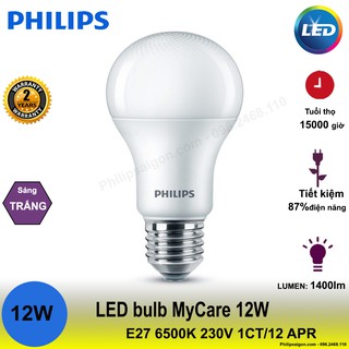 Bóng đèn Philips LEDBulb 12W E27 6500K/3000K 230V A60 1CT/12 APR