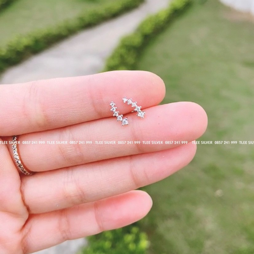 Khuyên tai bạc nữ TLEE sao băng nạm đa lấp lánh TleeJewelry B0100