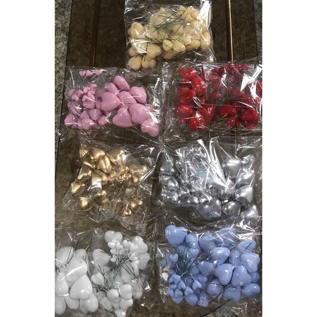 Set 40 que cắm Tim sao xốp nhựa trang trí bánh kem, bánh sinh nhật