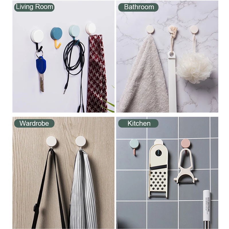 Set 10 Móc Treo Đồ Dán Tường Chống Thấm Nước Nhiều Màu Sắc