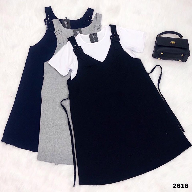 [Size 40-80kg] Đầm bầu yếm công sở yếm bầu màu đen dáng suông vải cao cấp thoáng mát có big size 80kg đầm dài tới gối