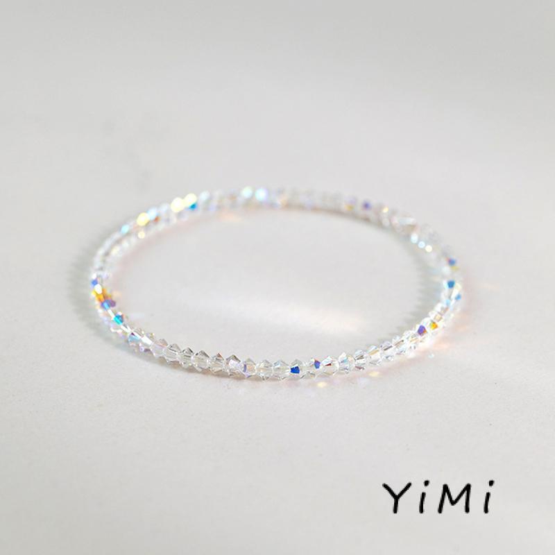 Vòng Tay Chuỗi Hạt Pha Lê Giả Thủy Tinh Mũi Nhọn 4mm Thiết Kế Đơn Giản Sang Trọng