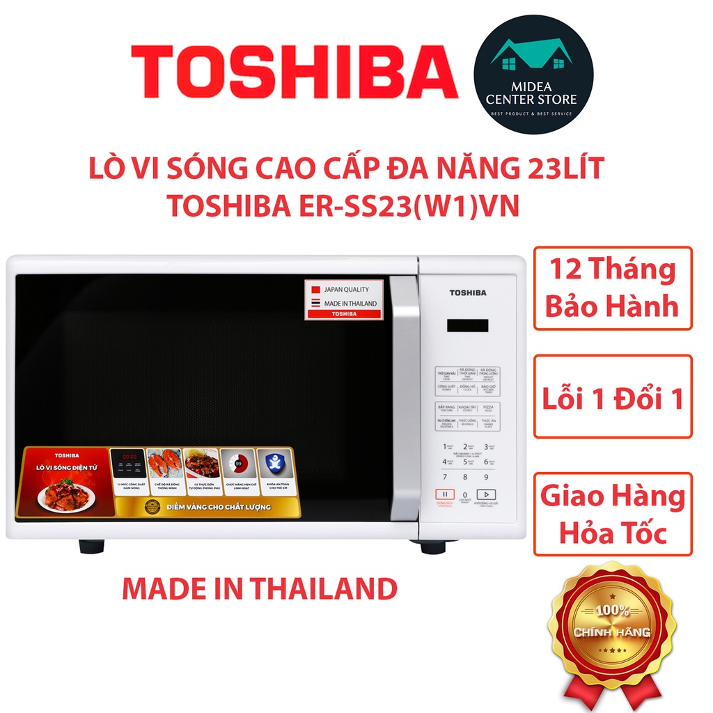 [Chính Hãng - Made in ThaiLand] Lò vi sóng cao cấp 23 lít Toshiba ER-SS23(W1)VN, lỗi 1 đổi 1, bảo hành 12 tháng