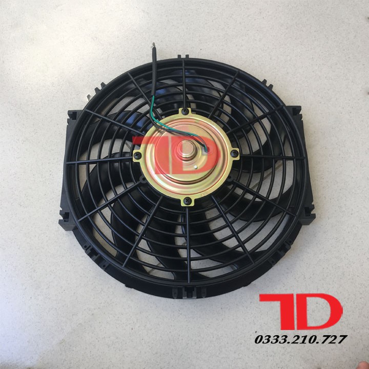 Quạt dàn nóng ô tô chế 12 inch 30.5 cm 80W 12V cánh cong loại tốt
