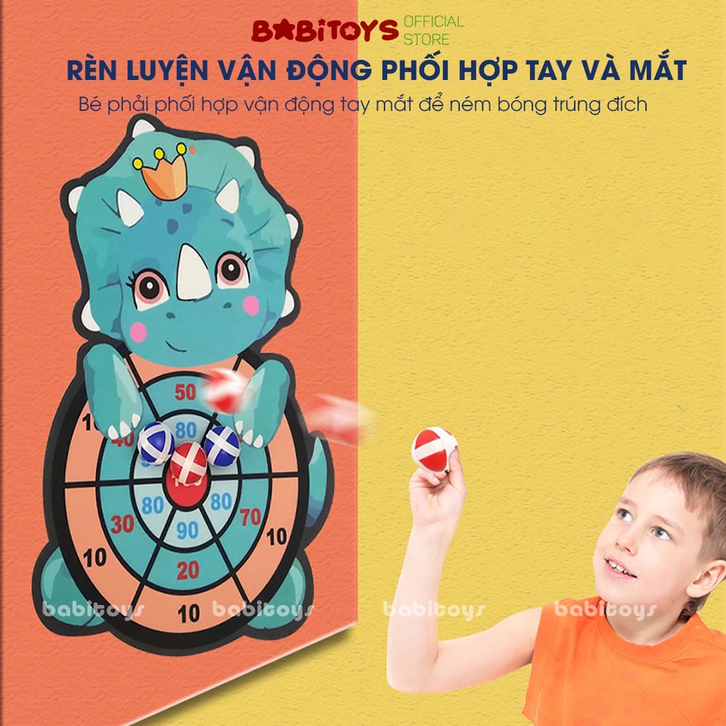 Phi tiêu bóng dính cho bé, bảng ném bóng dính nhiều hình động vật, bảng phi tiêu an toàn cho bé luyện vận động