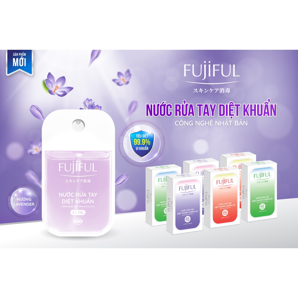 Combo 3 chai Nước rửa tay diệt khuẩn dưỡng da Fujiful Hương lavender