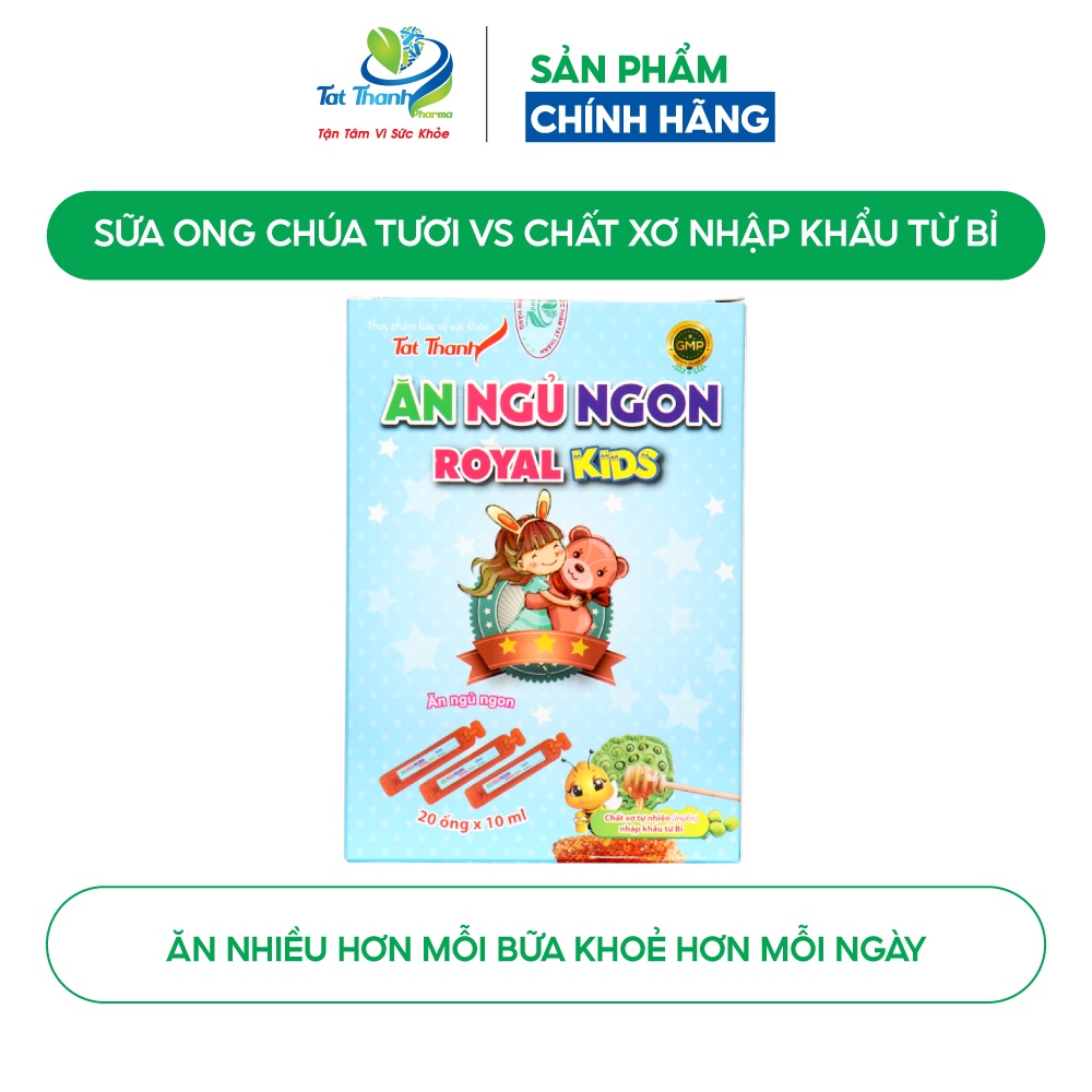 Ăn ngủ ngon Royal Kids Tất Thành Pharma tăng cường tiêu hóa giảm mồ hôi trộm cho trẻ hộp 20 ống