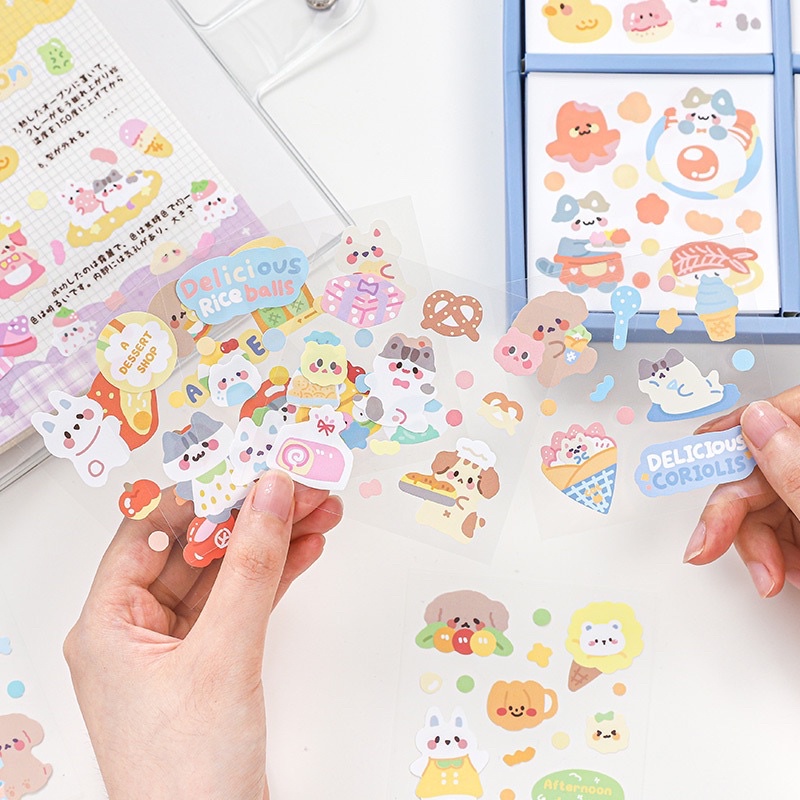 Sticker cute/Set 10 tấm sticker hình dán Little Cookie trang trí toploader sổ planner bullet journal Hàn Quốc Tẻn Tẻn
