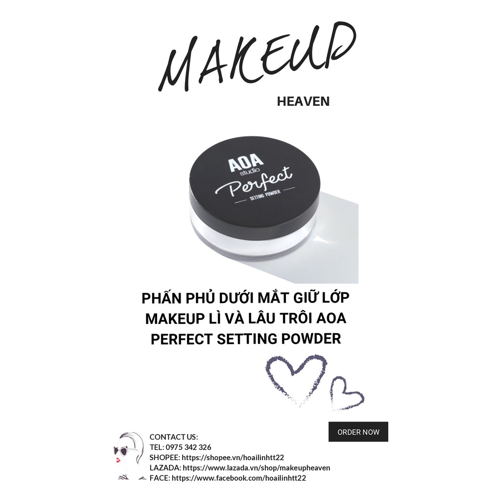 [CÓ SẴN - CÓ CLIP 💐] Phấn phủ dưới mắt giữ lớp makeup lì và lâu trôi AOA perfect setting powder - màu Translution