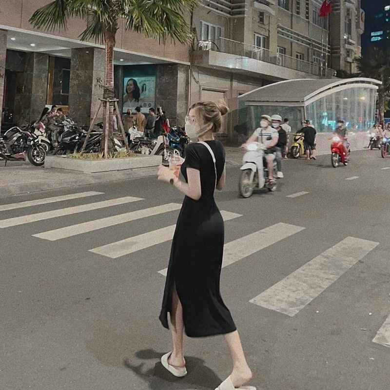 Đầm thun form dài cổ tròn ☘️☘️☘️☘️GB alohashop91