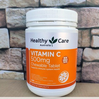 Viên nhai ngậm Healthy Care Vitamin C 500mg Chewable Tablet 500 viên của Úc bổ sung vitamin C