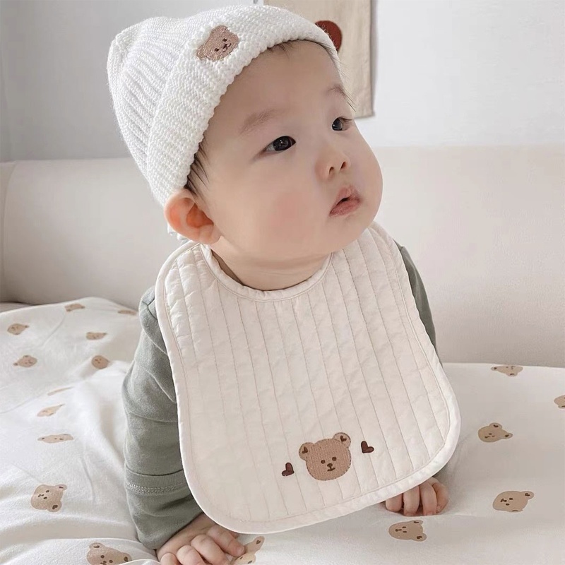 Yếm Ăn Vải Cotton Mềm Mại Thêu Hình Động Vật Hoạt Hình Có Thể Điều Chỉnh Cho Bé Sơ Sinh