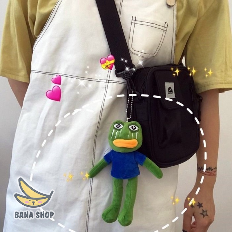 Gấu bông móc khoá ếch xanh Pepe sad frog mini khóc nhè dành cho vozer