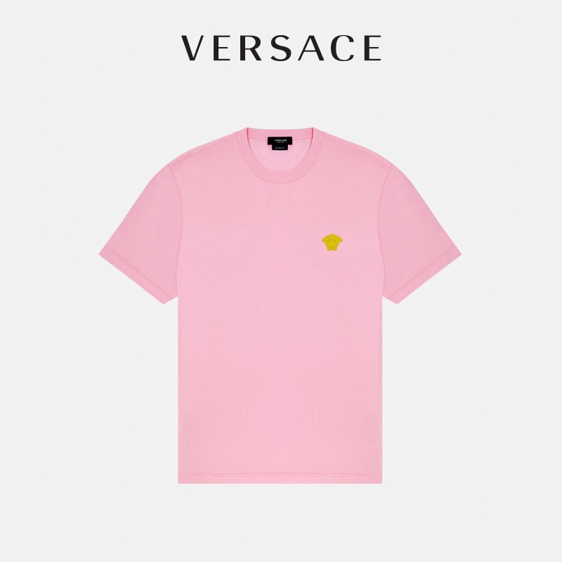 Áo Thun Cotton Ngắn Tay Logo Versace Cá Tính Dành Cho Nam