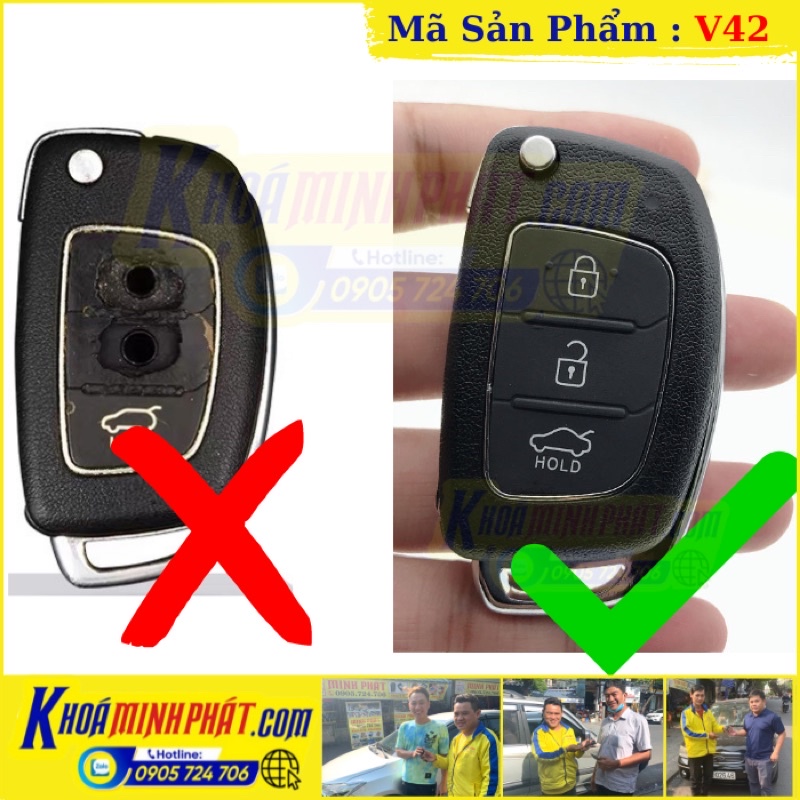 Vỏ Chìa khóa xe Hyundai Accent, I10 Chính Hãng