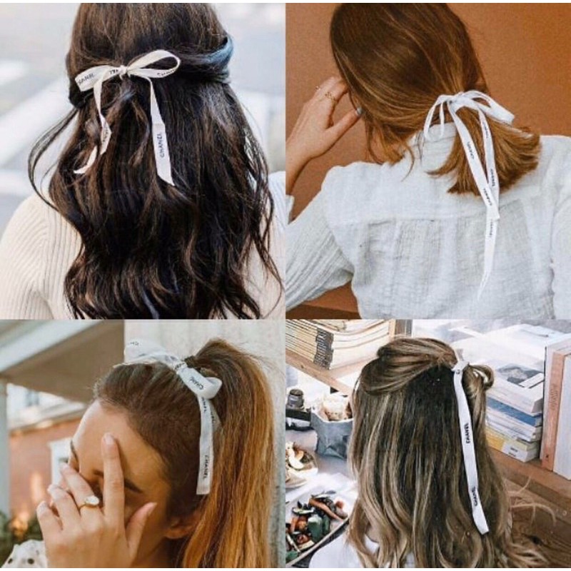 cột tóc chanel cột nơ ruy băng hót gơ thương hiệu sang chảnh cột tóc jennie