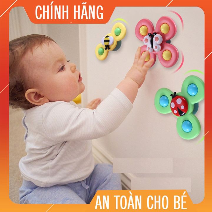 Con quay chong chóng súc xắc lục lạc xoay 360 độ đồ chơi cho bé set 3 con