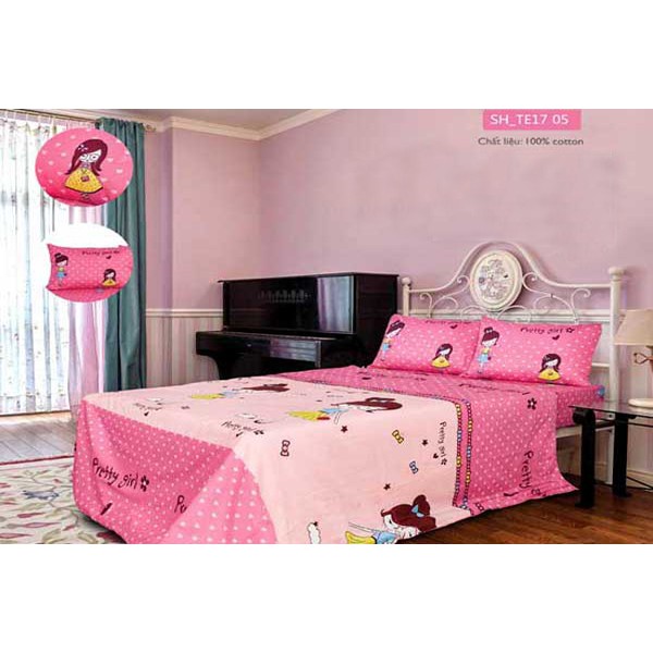 Bộ chăn ga gối Sông Hồng Hello Kitty SH_TE17 05 100% cotton