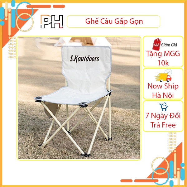 Ghế câu cá chất liệu vải dù khung inox cao cấp có ngăn chứa đồ gọn nhẹ dễ di chuyển DN201901