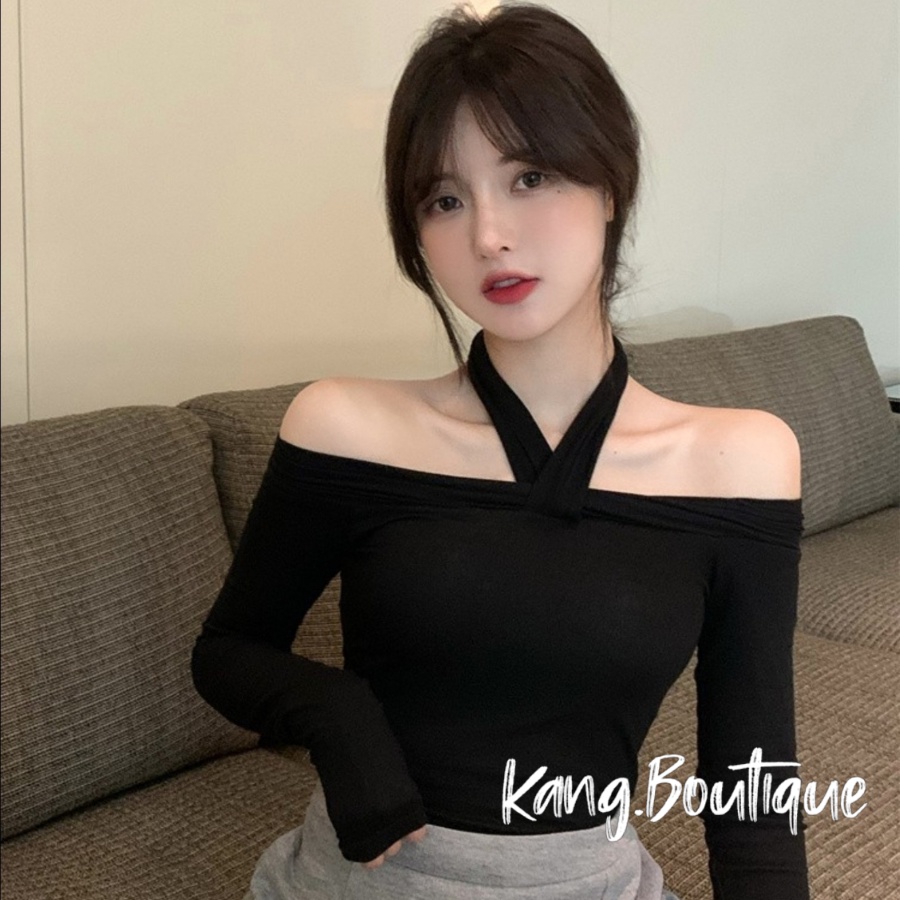 Áo trễ vai tay dài ôm body áo hở vai sexy croptop thời trang Ulzzang loại 1 Kang Boutique Mã AL012