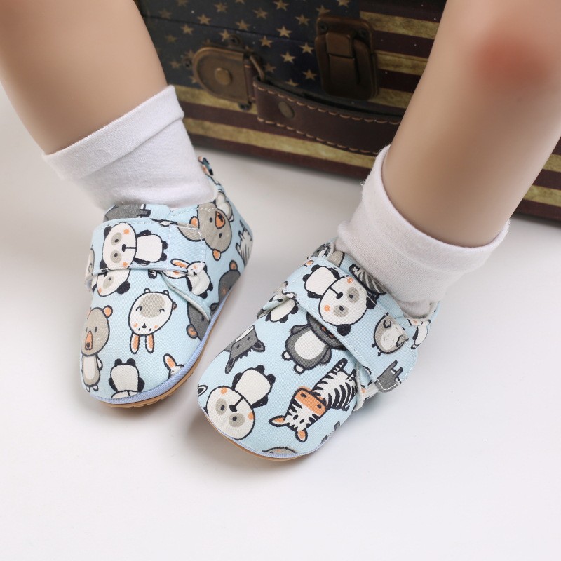 [Hàng loại 1]Giày tập đi đế cao su chống trơn trượt chất vải cotton họa tiết hoạt hình siêu đáng yêu cho bé trai bé gái