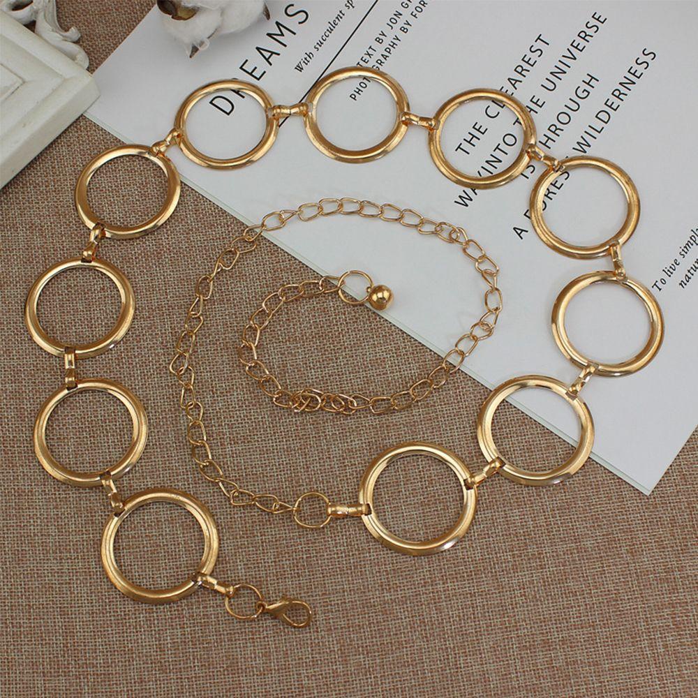 Thắt Lưng Dây Xích Mặt Tròn Kim Loại Thời Trang Cho Nữ