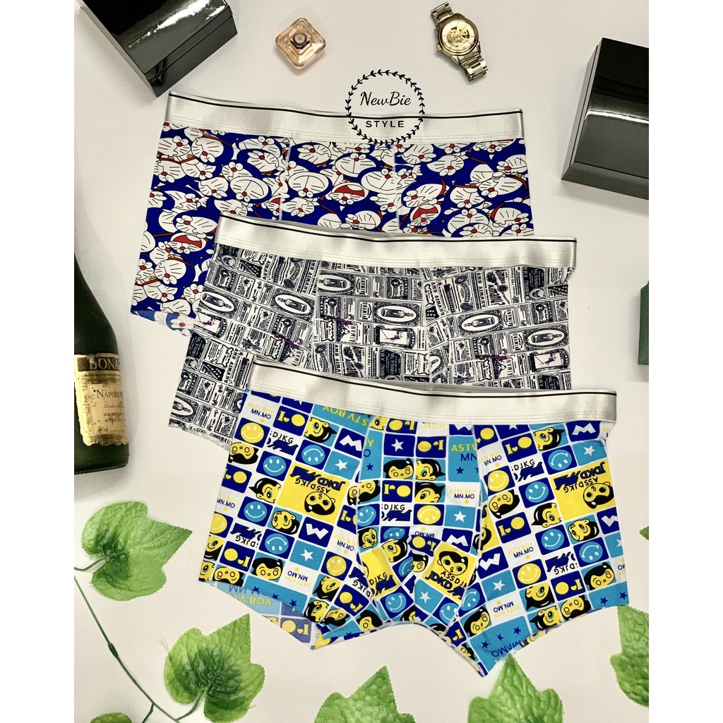 Hộp 4 Quần sịp quần lót đùi nam họa tiết thun lạnh cao cấp siêu nhẹ