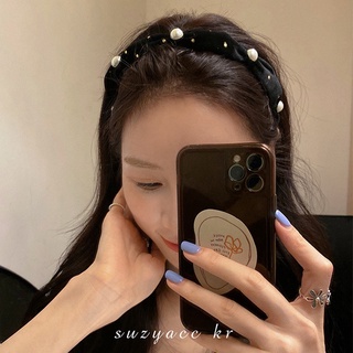Bờm tóc băng đô nhung đính ngọc trai