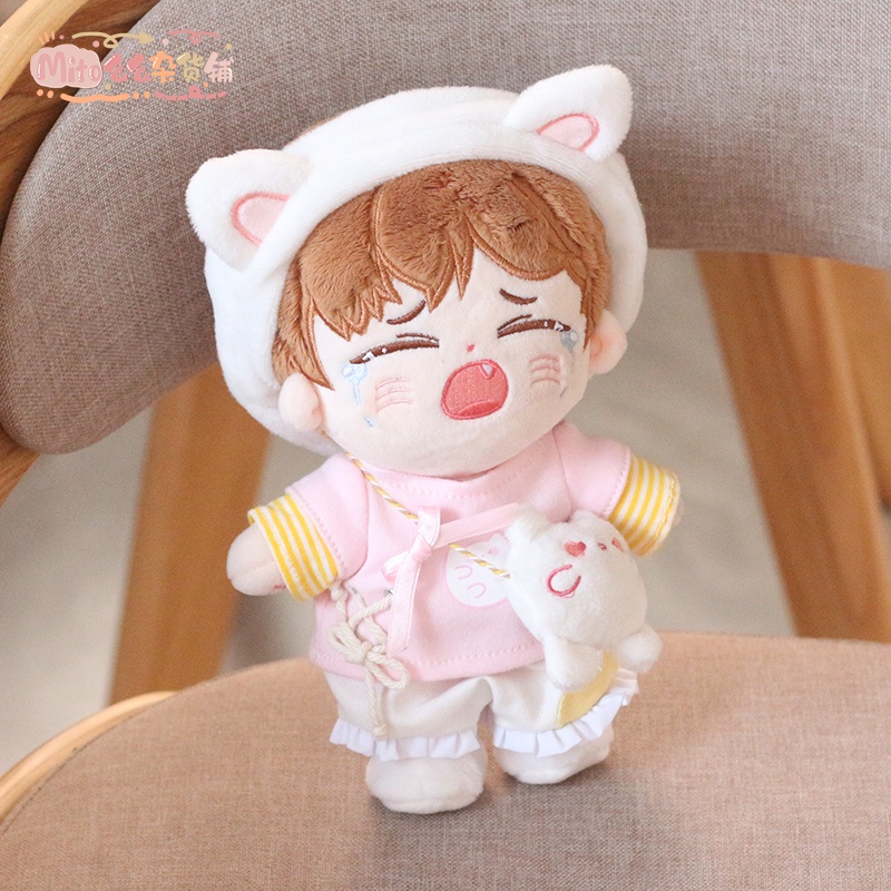 Bộ đồ Bánh bao thỏ hồng cho bé doll 15cm 20cm