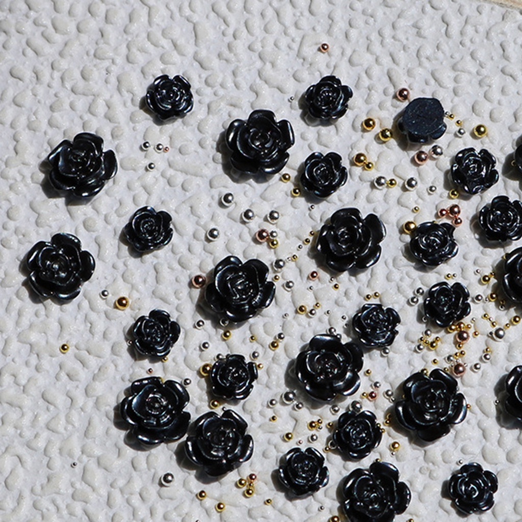 Túi 50 Bông Hoa Trà Đen Ba Chiều Trang Trí Móng Nghệ Thuật