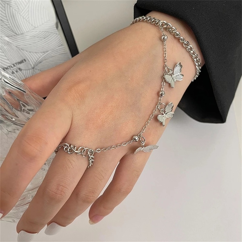 Vòng tay phối nhẫn hình bướm phong cách Bohemian cổ điển thời trang cho nữ