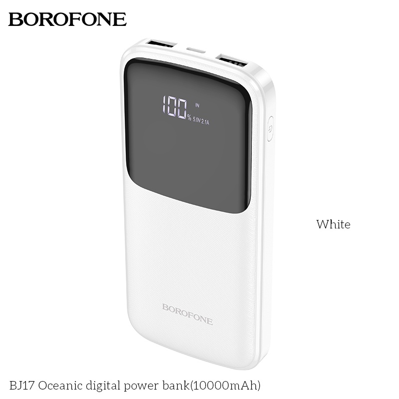 Pin sạc dự phòng 10000mAh BOROPHONE BJ17 có đèn báo LED, 2 cổng ra USB - Chính hãng