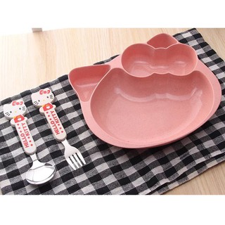 Khay Ăn Dặm Lúa Mạch Kitty (Kèm thìa Inox)