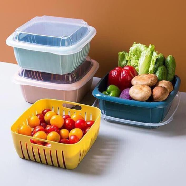 Bộ rổ nhựa kèm chậu có nắp đậy 3 in 1