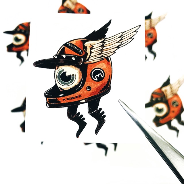STICKER MŨ CÁNH CÁ TÍNH DÁN TRANG TRÍ ĐIỆN THOẠI LAPTOP VALI MŨ BẢO HIỂM XE MÁY TỦ KỆ,...