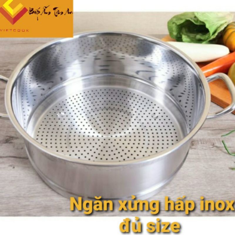 (CHÍNH HÃNG )Xửng hấp xôi inox 430 Viet Cook size 24,26,28,30,32, ngăn xửng hấp xôi ,đồ xôi, bánh... inox size