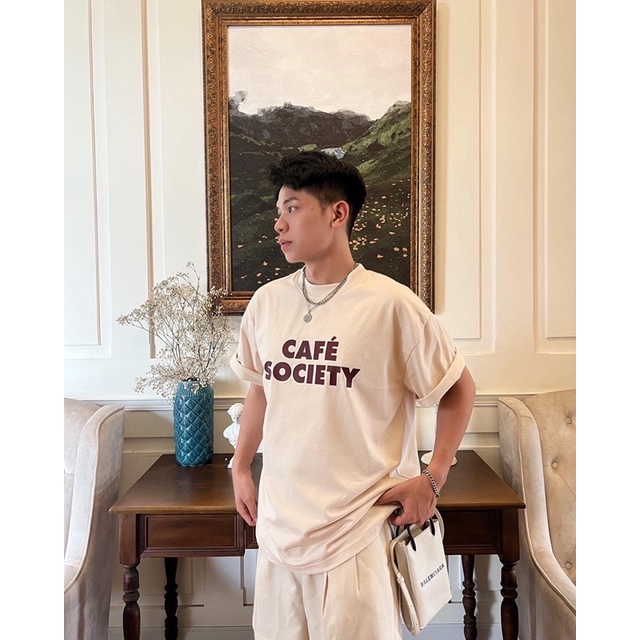 Áo thun CAFE SOCIETY chữ nâu