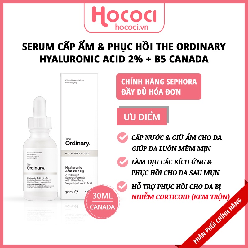 ✅[CHÍNH HÃNG SEPHORA] Tinh Chất Cấp Ẩm, Phục Hồi The Ordinary Hyaluronic Acid 2% + B5 Serum