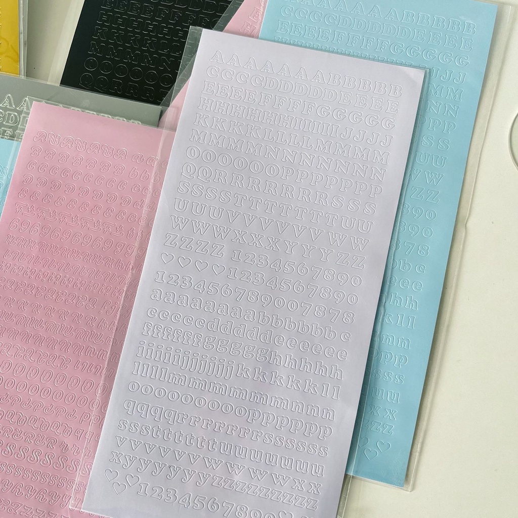 Sticker Chữ Dán Trang Trí Phong Cảnh Màu Hồng / Xanh Dương / Trắng