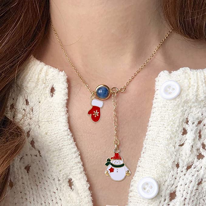 Set 19 Phụ Kiện Trang Trí Giáng Sinh Bằng Hợp Kim Tráng Men Màu Vàng Thời Trang DIY