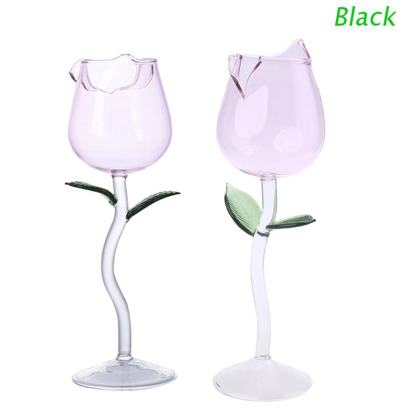 Ly thủy tinh uống rượu vang pha lê hình hoa hồng màu đen có tay cầm cho tiệc cưới nhà bếp quán bar