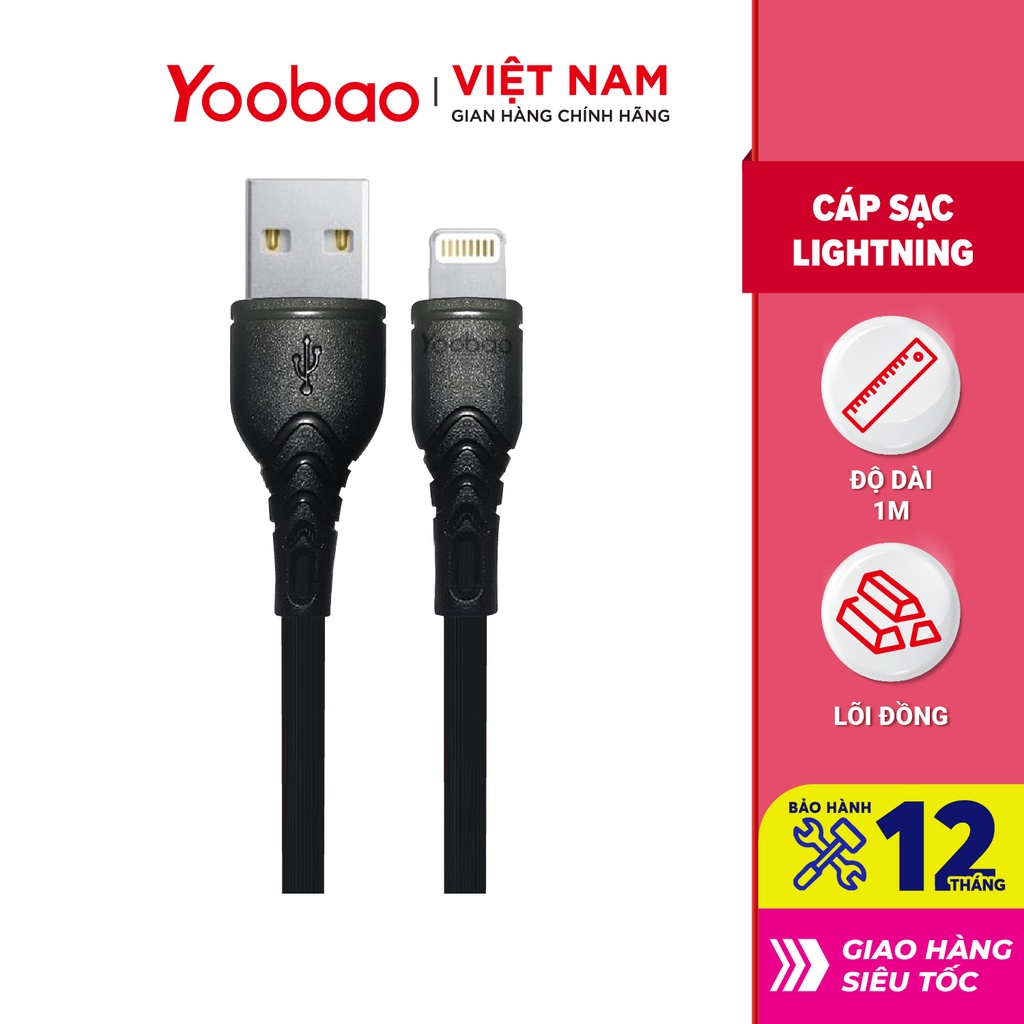 Dây cáp sạc cho iPhone iPad đầu Lightning Yoobao C4 dài 1m - Hàng Chính Hãng