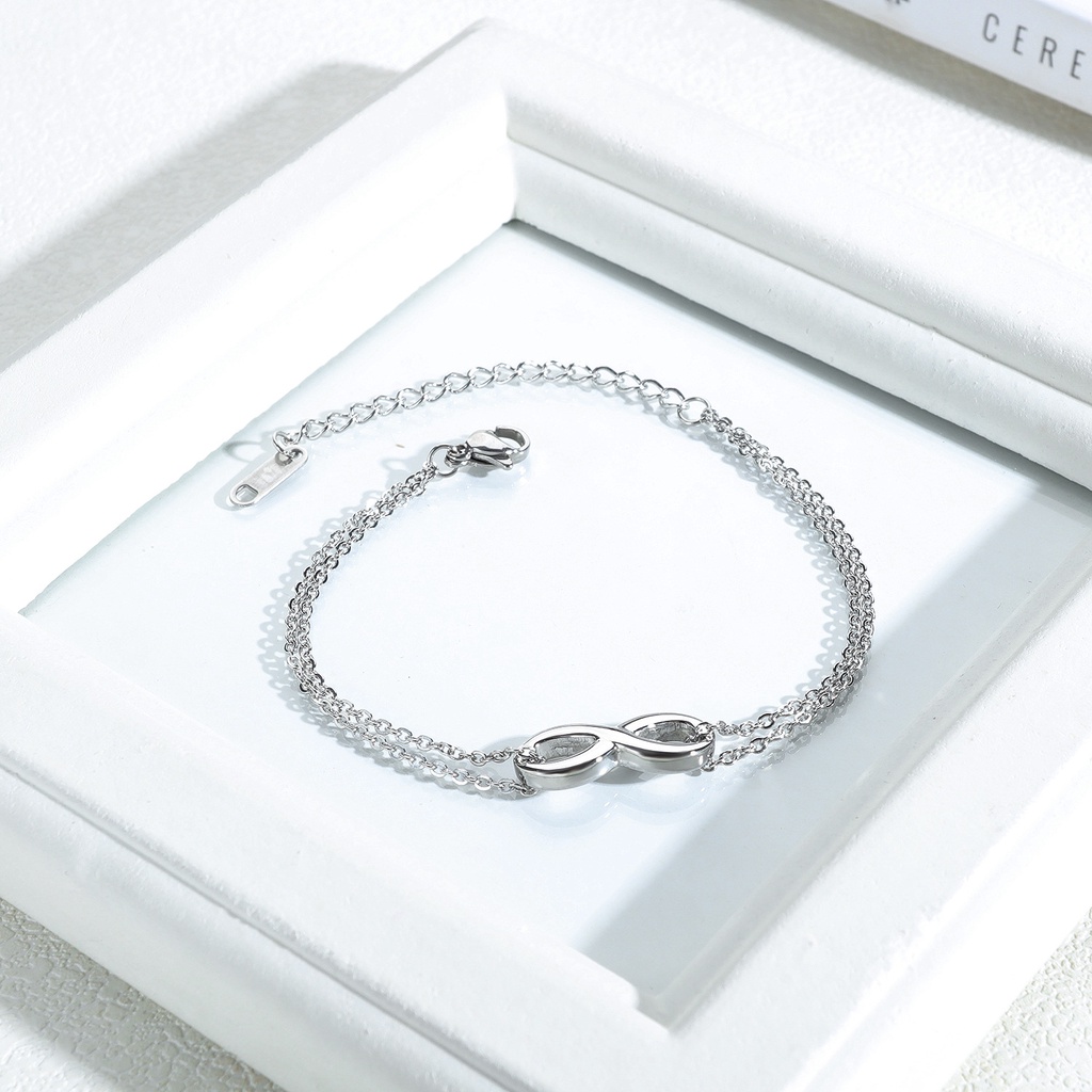 Vòng Tay Thép Titan Mặt Số 8 Thời Trang Cho Nữ