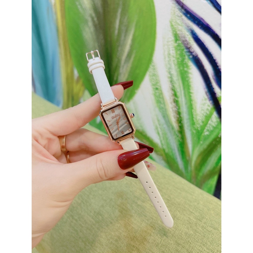 Đồng hồ nữ dây da chính hãng bolun mặt vuông chống nước, chống xước, bảo hành pin 12 tháng