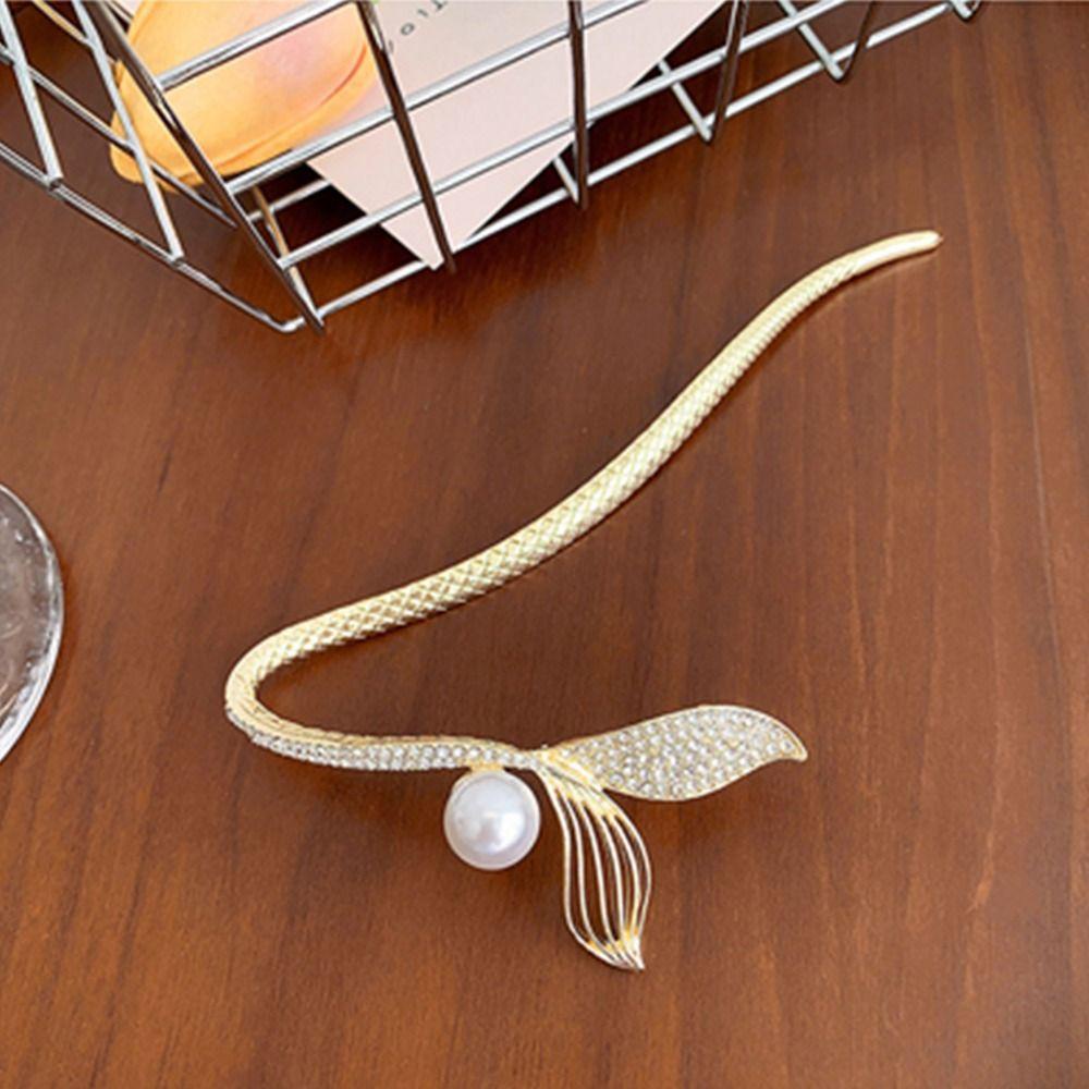 Kẹp Tóc Hình Đuôi Nàng Tiên Cá Màu Ngà Sang Trọng|Băng Đô Cài Tóc Bằng Hợp Kim Thời Trang