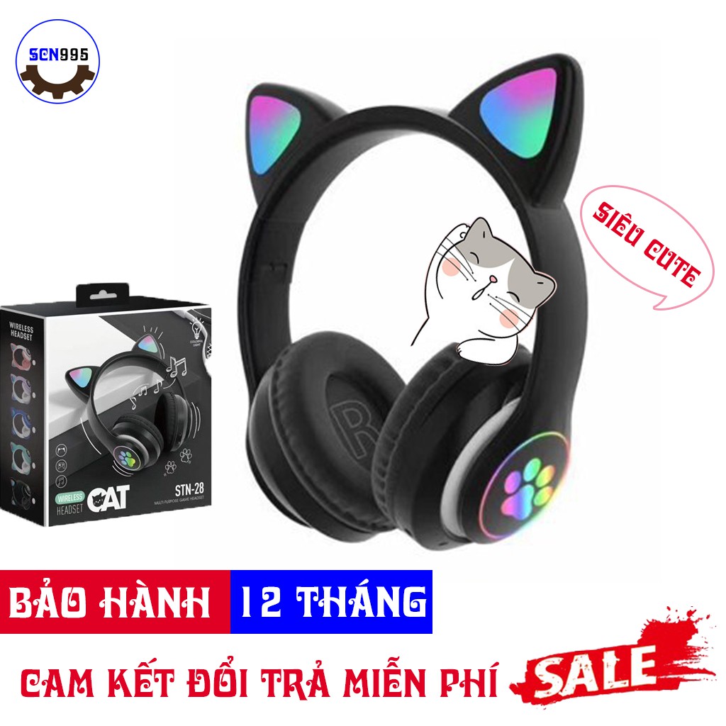 [BẢO HÀNH 12 THÁNG] Tai Nghe Chụp Tai Headphone Bluetooth Không Dây TN-01 Tai Mèo 💎FREE SHIP💎 - Tai Nghe Mèo Dễ Thương