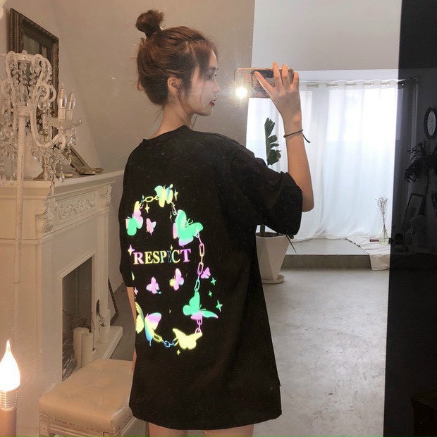 &lt;FREE SHIP&gt; Áo thun nam nữ unisex tay lỡ in phản quang chất thun co giãn 4 chiều (psconb)