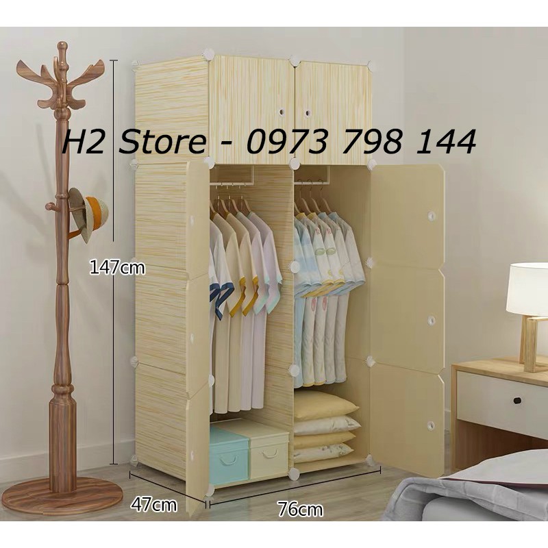 TỦ NHỰA LẮP RAP THÔNG MINH 8 Ô ĐỂ QUẦN ÁO ĐA NĂNG SIZE TO, sâu 47cm