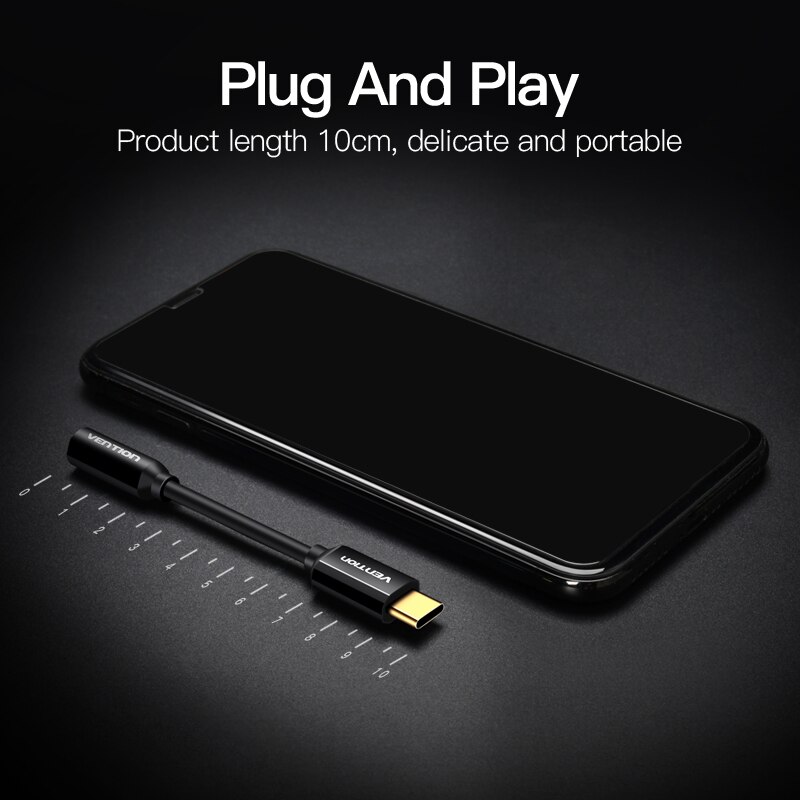 Dây Cáp Âm Thanh Vention Type C Sang Giắc Cắm Tai Nghe 3.5mm AUX USB C Cho Xiaomi Mi 9